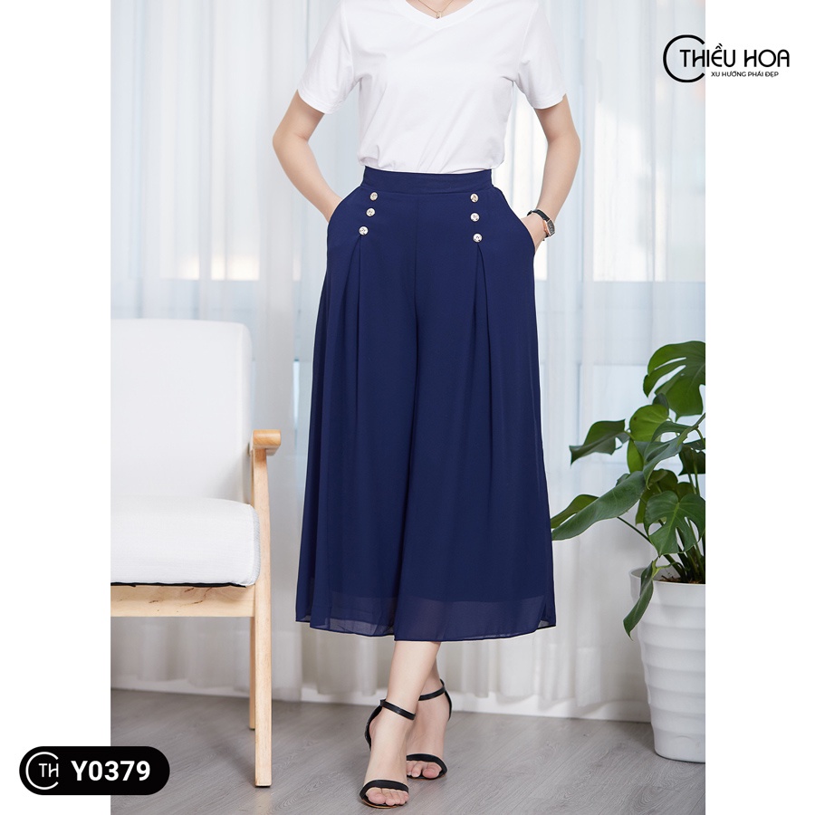 Quần Nữ Trung Niên Chất liệu Chiffon cao cấp thiết kế sang trọng quý phái dễ phối đồ THIỀU HOA QD1Y0379