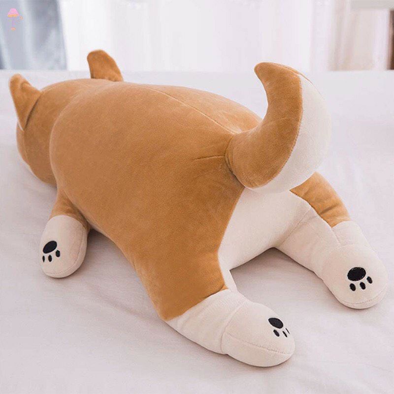 Gấu bông chó Shiba nằm chất Miniso.