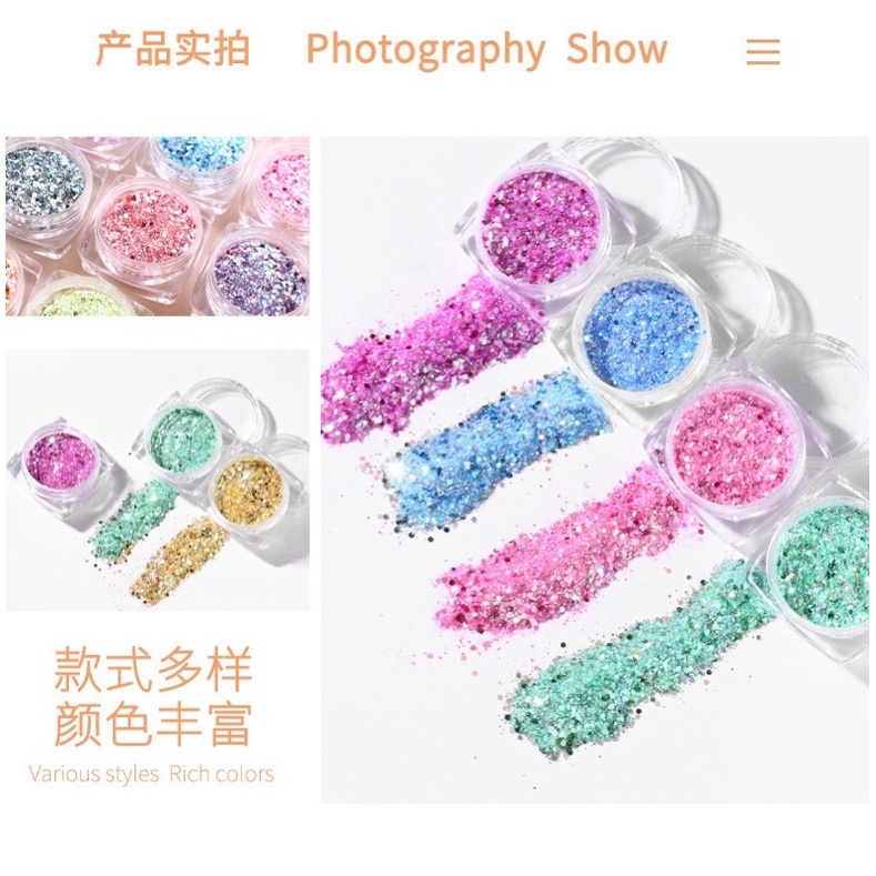 [R095-02] Set 12 nhũ mắt, nhũ kim tuyến lục giác nhỏ | BigBuy360 - bigbuy360.vn