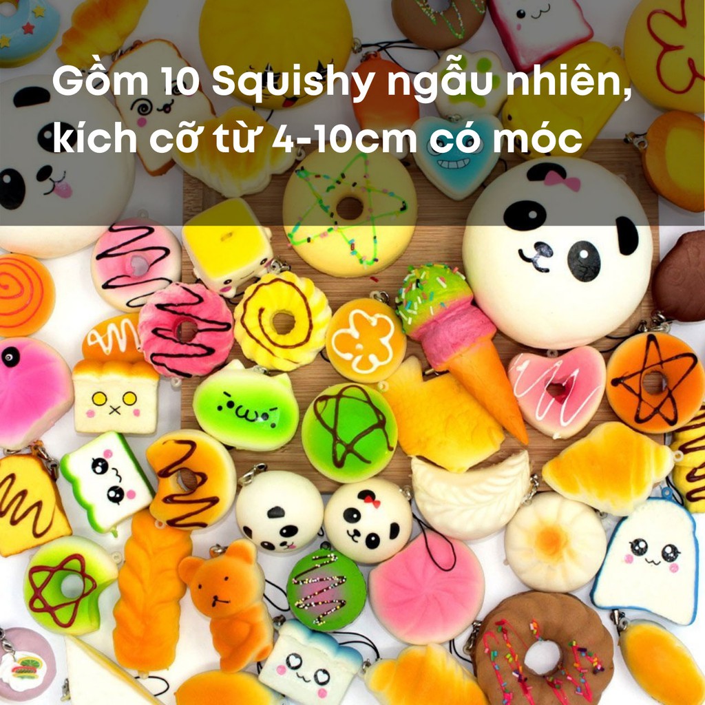 Combo 10 Squishy mini ngẫu nhiên nhiều hình dáng có bao bì và móc khóa S001 - GUDETAMA1996