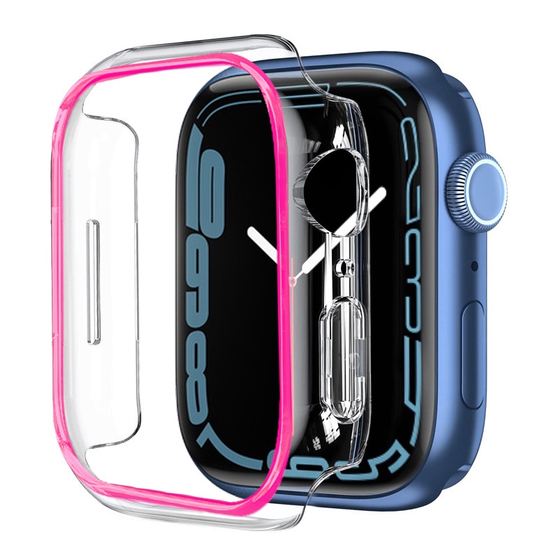 Ốp Bảo Vệ PC Cứng Viền Mặt Đồng Hồ Phát Quang Cho Apple Watch 45mm 41mm 38mm 42mm 40mm 44mm iWatch 7 6 5 4 3 SE