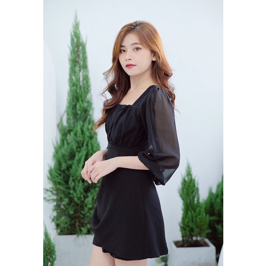 Đầm nhún phối tay voan Elly clothing