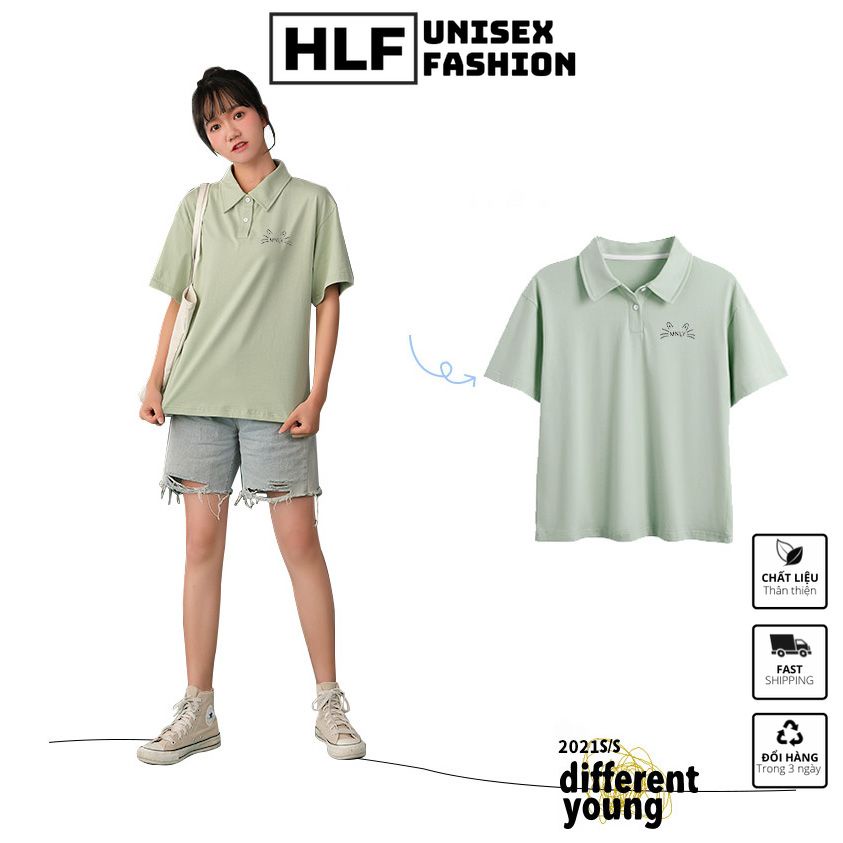 Áo thun polo cổ trụ unisex Ulzzang mèo MNLY, áo thun có cổ HLFashion