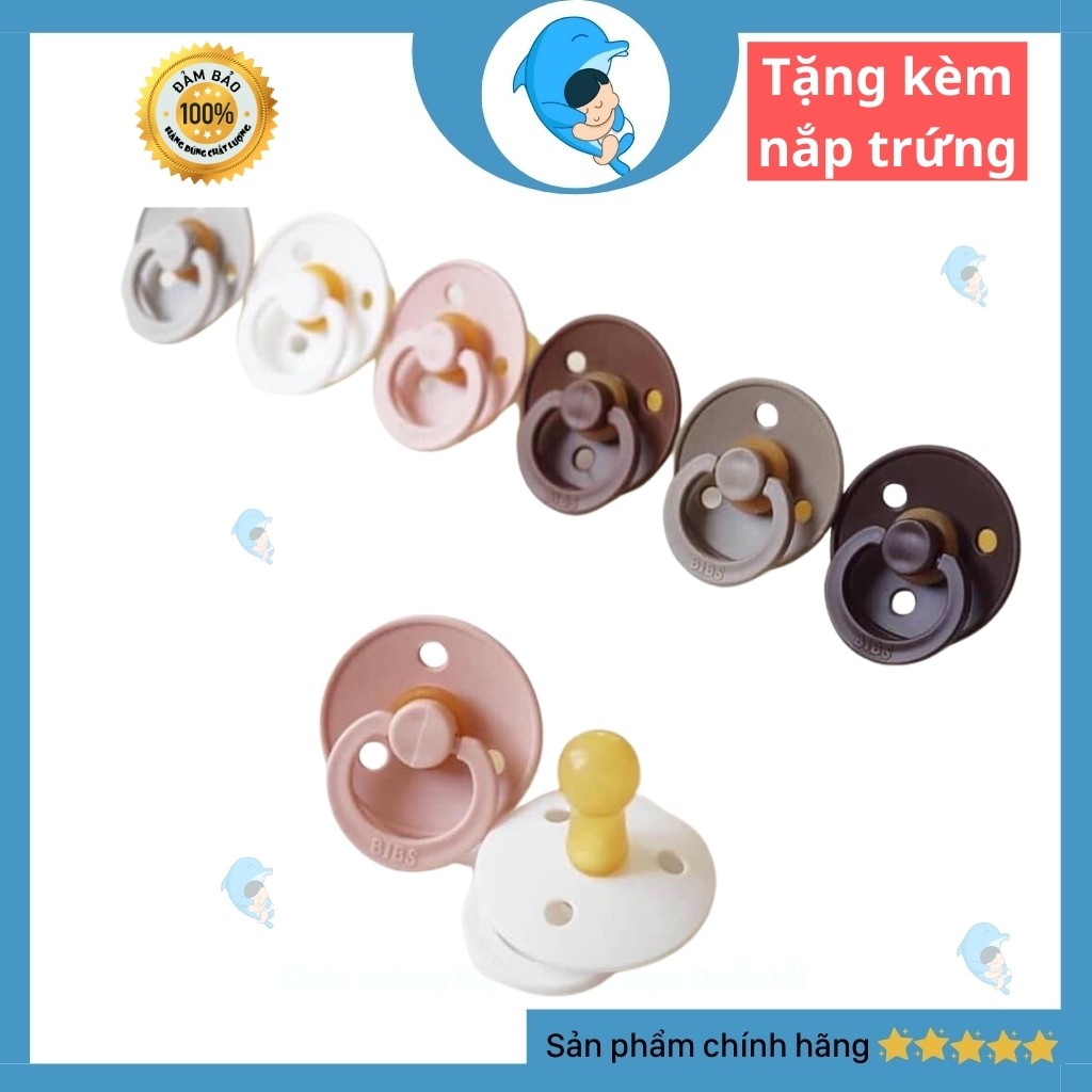 Ti giả Bibs Color Cho Bé Sơ Sinh Siêu Mềm Từ Cao Su Thiên Nhiên Tặng Kèm Nắp Trứng Chính Hãng Đan Mạch