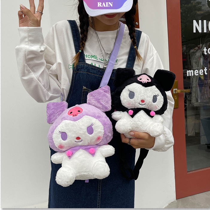 SANRIO Ba Lô Đeo Vai Kiểu Hoạt Hình Kuromi Nhồi Bông Dễ Thương Dùng Làm Quà Tặng Sinh Nhật Cho Bé Gái