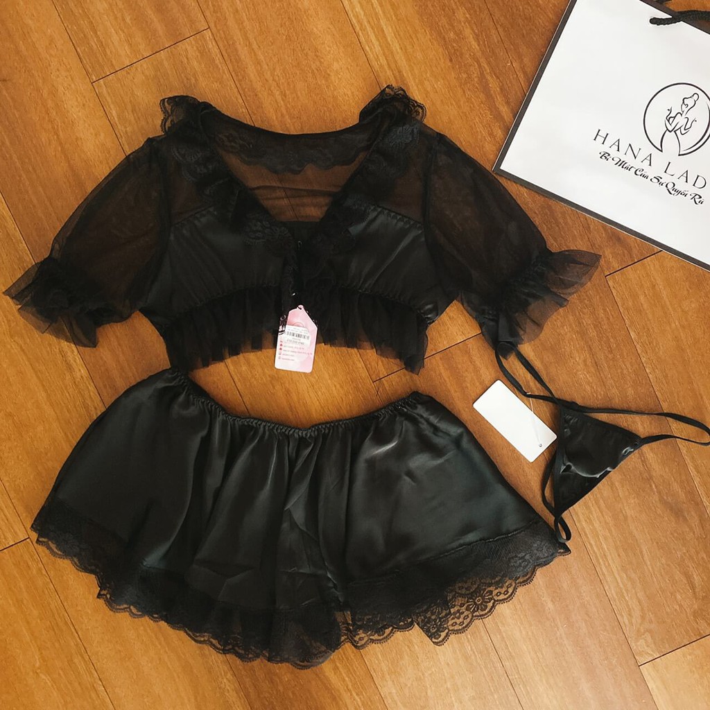 Bộ ngủ lụa phối ren cao cấp, váy ngủ sexy | BigBuy360 - bigbuy360.vn