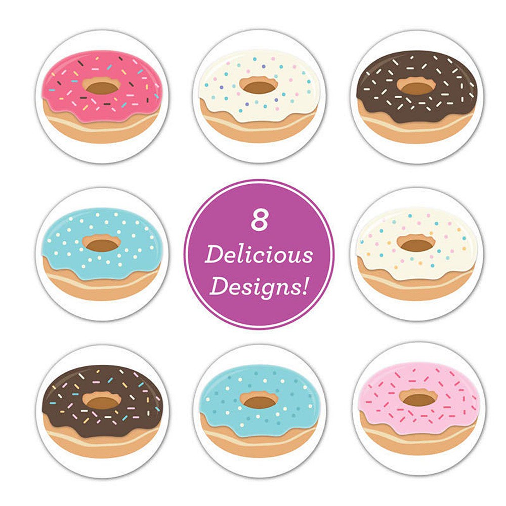 UFANSM 500 Nhãn Dán Giấy Hình Bánh Donut Dùng Trang Trí Hộp Quà