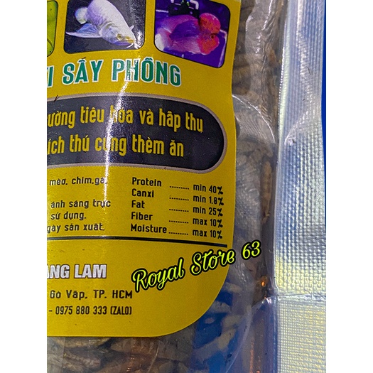 Sâu canxi sấy khô thức cho cá, chim, các loại Larva Food Black Soldier Fly (100gram)