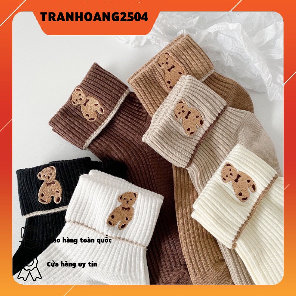 CÓ SẴN - tất gấu nhỏ viền gập chất siêu đẹp