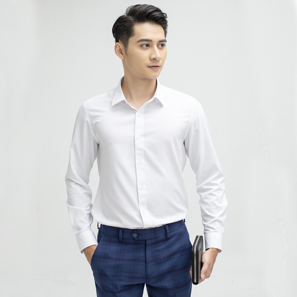 Áo sơ mi nam dài tay trắng trơn ARISTINO sang trọng lịch lãm Alsr18- slim