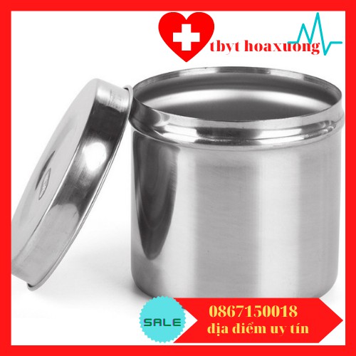 Hộp Inox Tròn Nhỏ Y Tế - Hộp Đựng Bông Gòn phi 6 , kích  thước 7,5x6cm