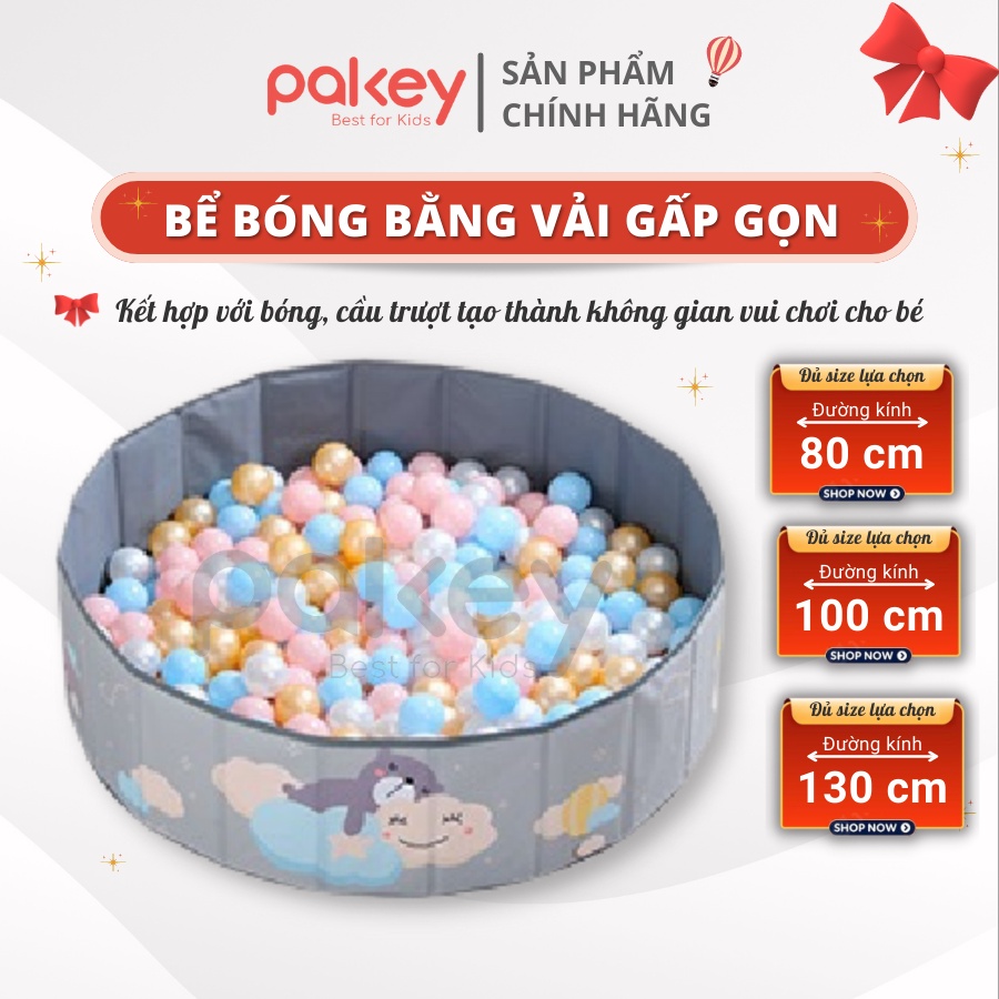 Bể bóng gấp gọn bằng vải Pakey siêu đẹp, bể bóng vải gấp gọn cao cấp cho bé