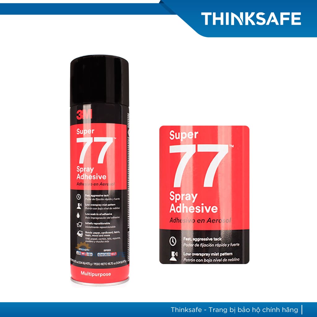Keo xịt đa năng 3M Super 77 sử dụng linh hoạt, khô nhanh, chuyên dùng dán tranh, dán tường mica Keo xịt 3M - THINKSAFE