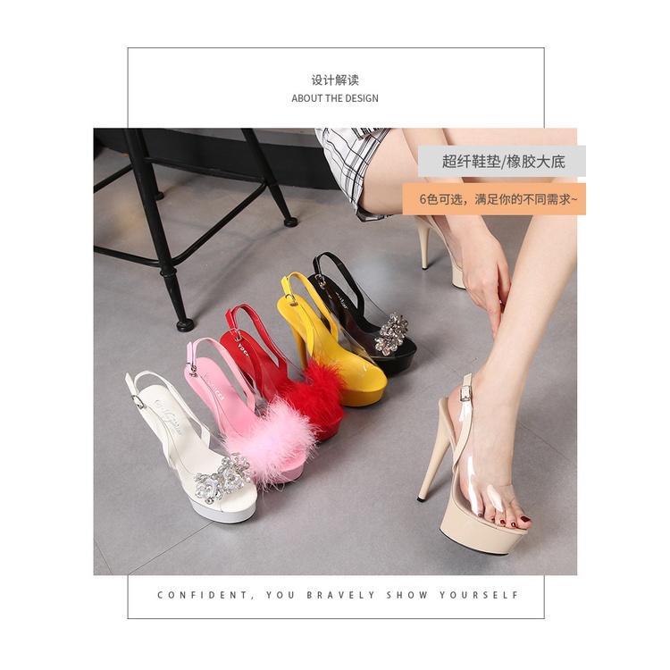 Giày Cao Gót 15CM Đính Đá Thiết Kế Độc Đáo Thời Trang Quyến Rũ Cho Nữ