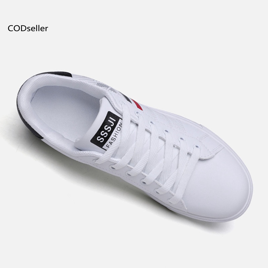 COD_ Faux Leather Sports Shoes Lacing Flat Men Shoes Flat Footwear