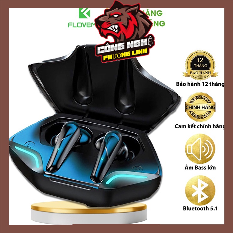 Tai nghe chơi game Bluetooth 5.0 Gaming Floveme - G11 - Không dây có mic với độ trễ cực thấp, Bass mạnh mẽ