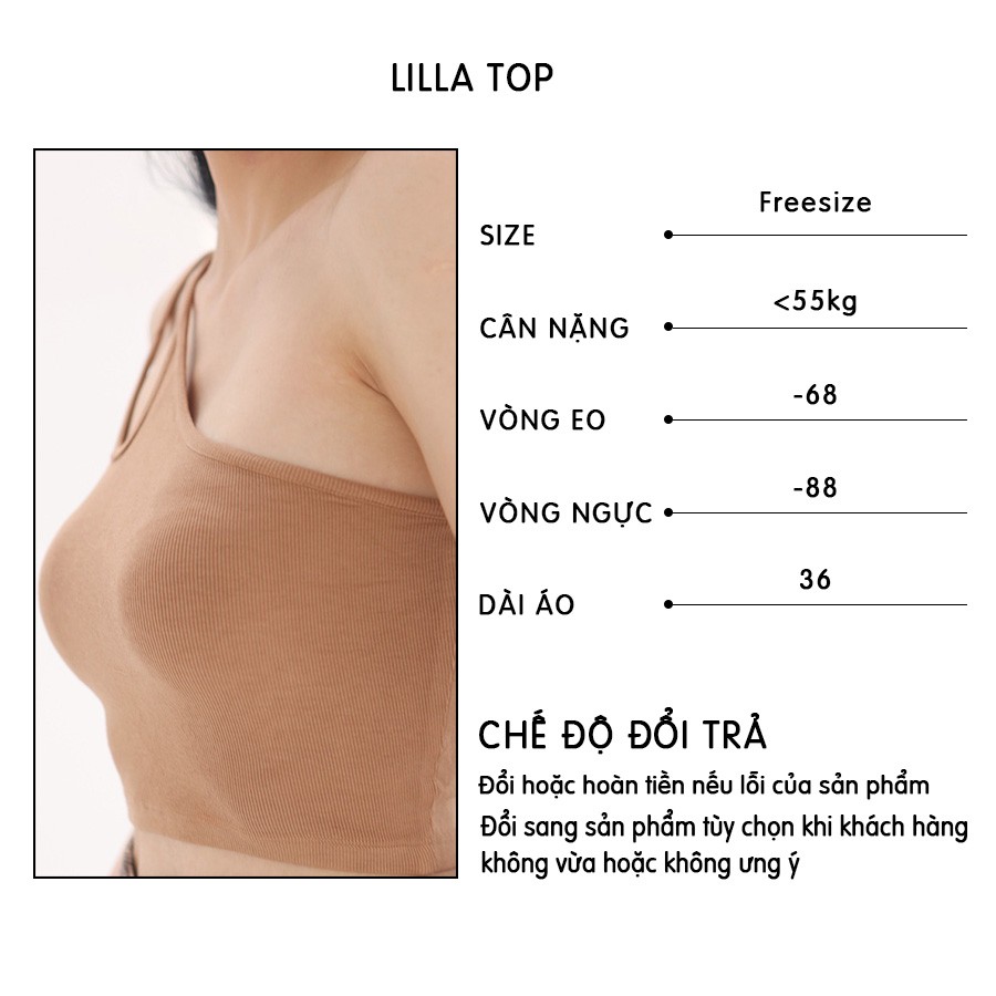 Áo croptop nữ 2 dây kiểu ôm thun body lệch vai LILLA TOP LEVIR