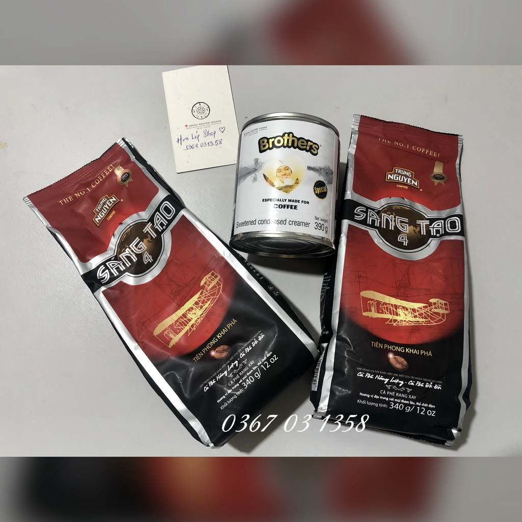 Combo Cà phê Trung Nguyên - 02 bịch Sáng tạo 4 và 01 lon sữa BROTHER