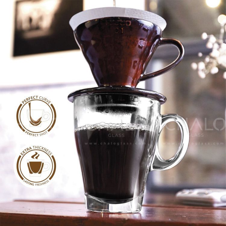 [Made in Thailand] Ly thuỷ tinh chịu nhiệt dáng quai Ocean Americano Caffe 355ml  - 2440