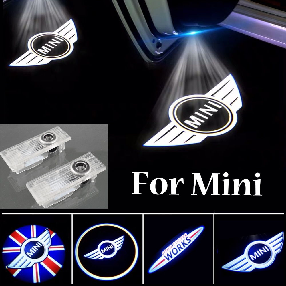 Set 2 Đèn Chào Mừng Không Dây Gắn Cửa Xe Hơi Mini Cooper One S JCW R55 R56 R58 R59 R60 F56 F60