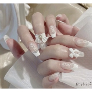 móng giả tự gắng (mẫu hoa hồng kèm charm nơ)