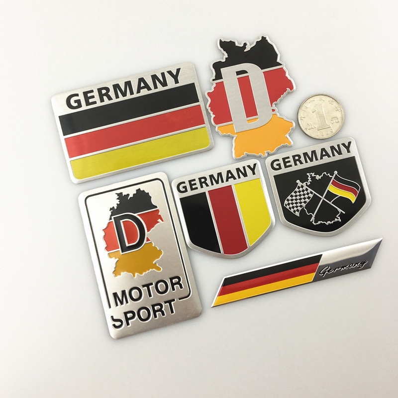 Tem Nhôm Logo Dán Xe Hình Lá Cờ Các Nước Hoa Kỳ, Italia, Germany Trang Trí Ô Tô Xe Máy