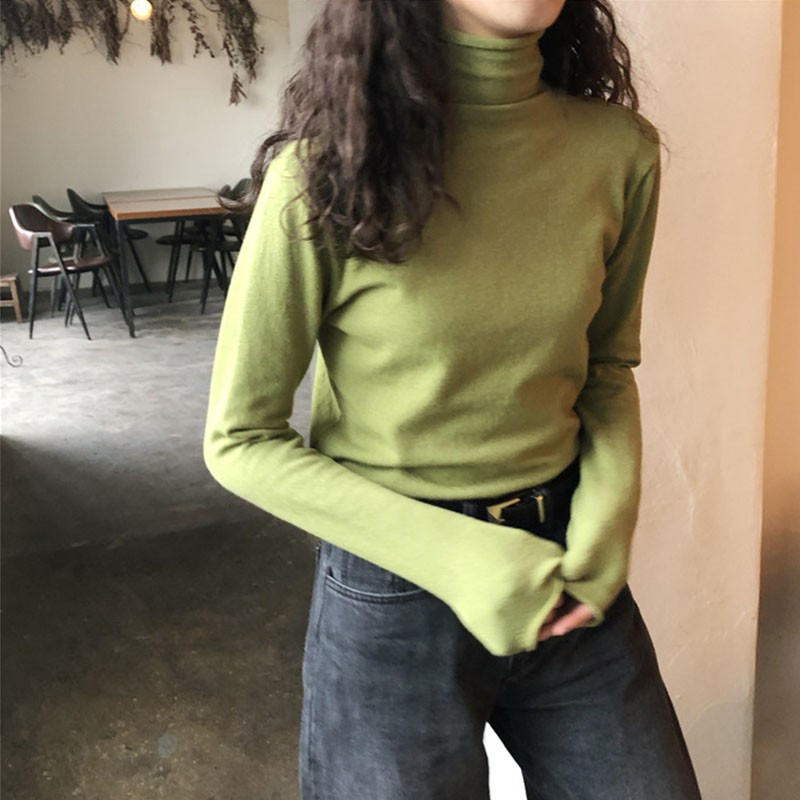 Áo thun tay dài cổ lọ cho phái nữ