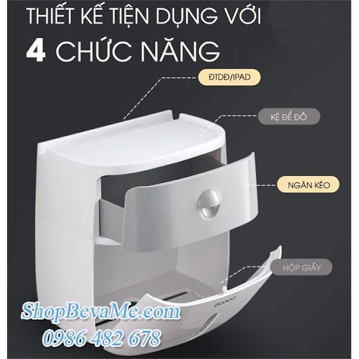 Hộp đựng giấy vệ sinh 2 tầng mặt cong ecoco tặng kèm 5 móc hút chân không