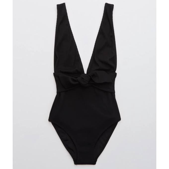 Áo Tắm Đồ Bơi Bikini 1 Mảnh Aerie Xuất Dư Đen Khoét Ngực & Lưng Sâu Siêu Hack Dáng S M