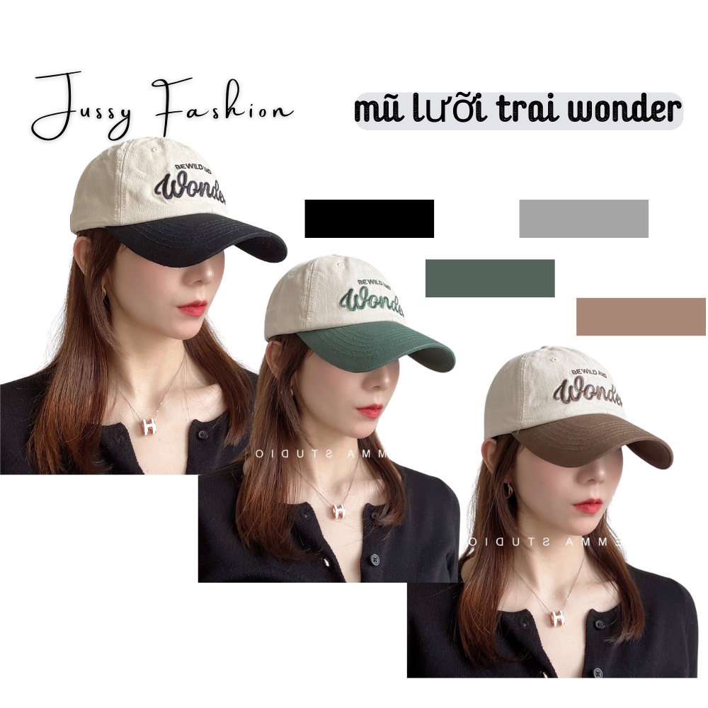 Mũ Lưỡi Trai Nam Nữ Thêu Chữ Wonder Jussy Fashion Form Mềm Chất Vải Kaki Thoáng Mát