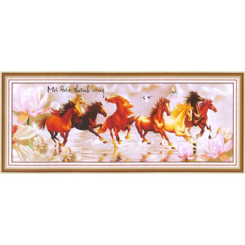 Tranh thêu chữ thập Mã đáo thành công 223043 kt 167x65cm
