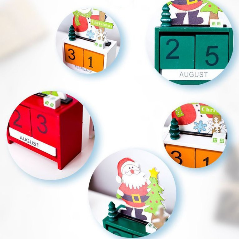 #cz Christmas Decorations Christmas Wooden Calendar Desktop Decorations
