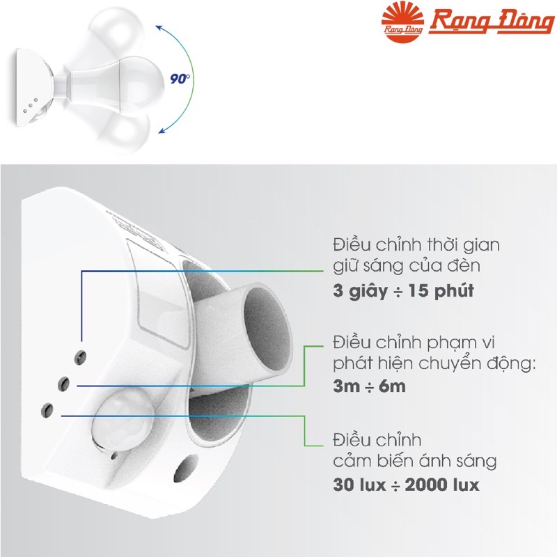 Đui đèn cảm biến Rạng Đông E27 PIR