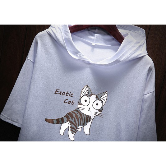 Áo hoodie form rộng in họa tiết mèo trẻ trung năng động fullsize từ 45 đến 85kg M2 | BigBuy360 - bigbuy360.vn