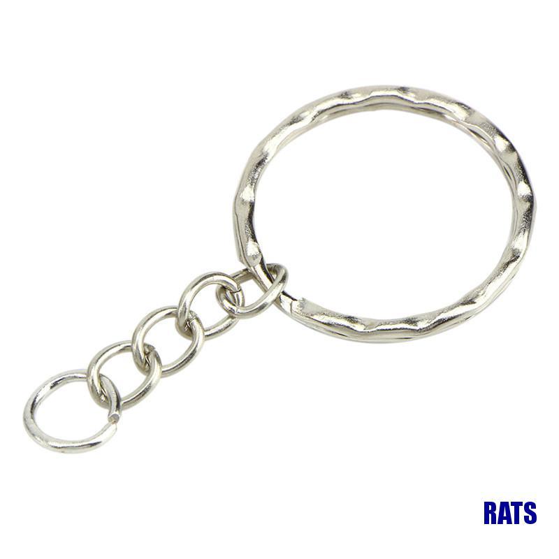 Set 50 móc ngắn làm móc khóa màu bạc mạ bóng 25mm diy