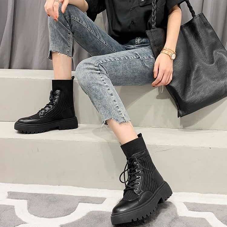 Giày Boot Đế Dày Thiết Kế Mới Thời Trang Mùa Thu Đông Theo Phong Cách Anh