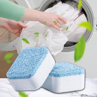 Hộp 12 viên tẩy vệ sinh máy giặt lồng đứng ngang làm sạch khử mùi diệt khuẩn, viên sủi bột tẩy lồng giặt cửa trước trên