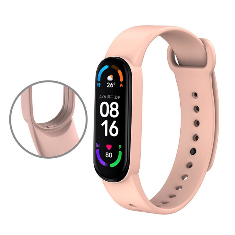 Dây Đeo Thay Thế Chất Liệu Silicon Màu Trơn Cho Mi Band 6 Silicone