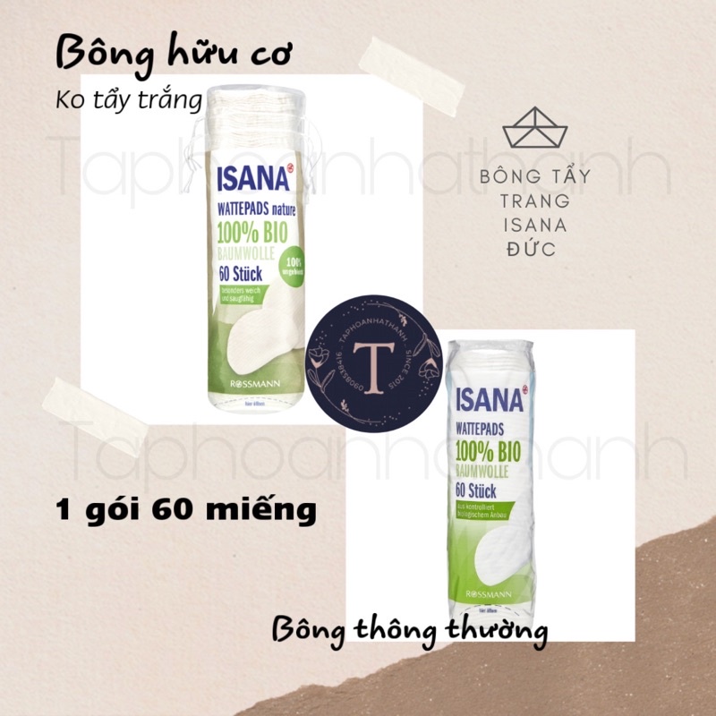 Bông tẩy trang Isana 100% Organic Đức