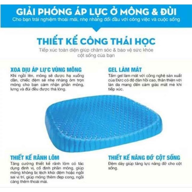 Đệm Ngồi 3D Nệm Lót Ghế Gel Silicon Tổ Ong Cao Cấp Thoáng Khí Chống Đau Mỏi 17