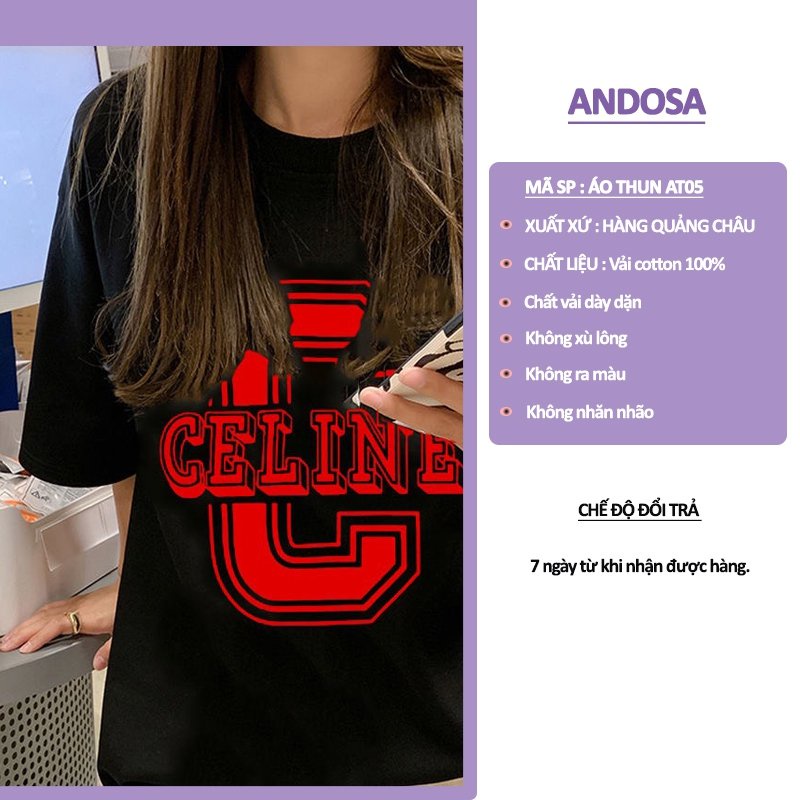 Áo thun nữ form rộng unisex tay ngắn cổ tròn in hình đẹp freesize hàng Quảng Châu ANDOSA AT05
