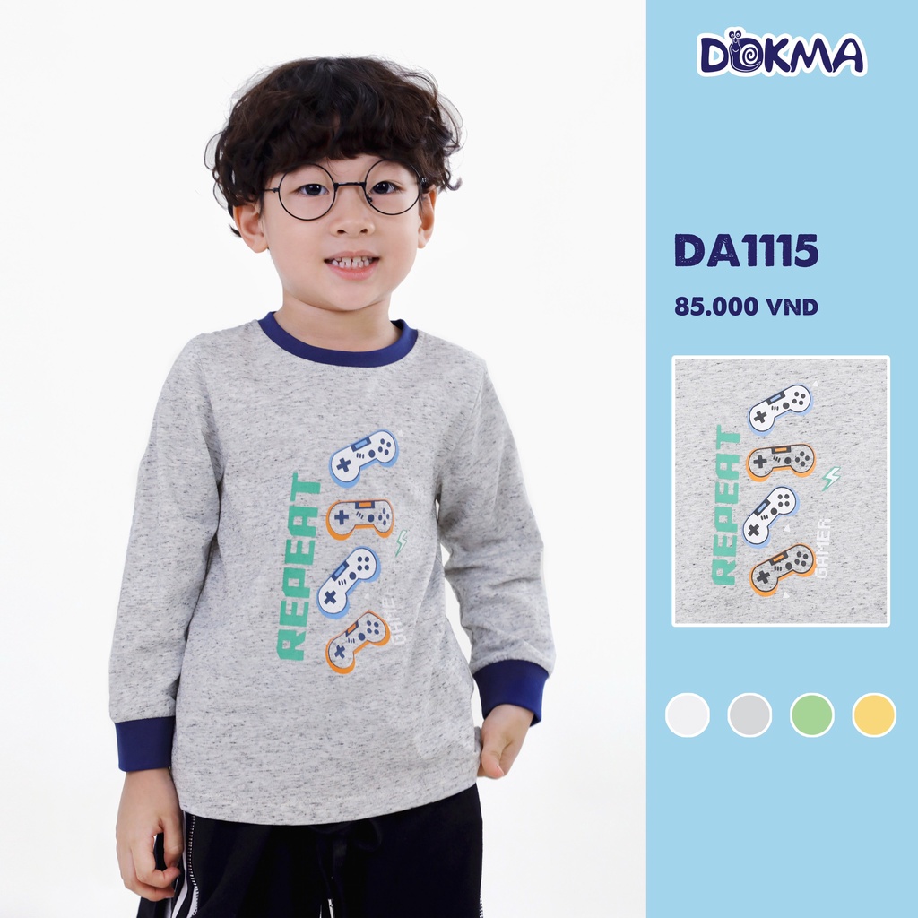 Dokma 2022- Áo cổ tròn dài tay họa tiết Game cho bé trai từ 2 tuổi đến 6 tuổi