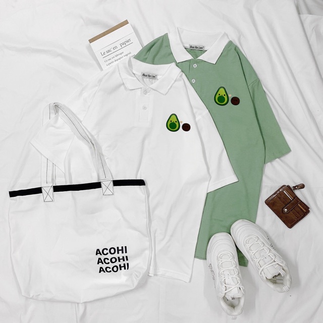 [FREESHIP] Áo Thun POLO Tay Lỡ 💖 Form Rộng Unisex Nam Nữ 💖 Phong Cách Ulzzang Hàn Quốc Quả Bơ Siêu Cute - Ảnh thật | BigBuy360 - bigbuy360.vn