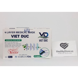 Khẩu trang y tế Việt Đức 4 lớp hộp 50c