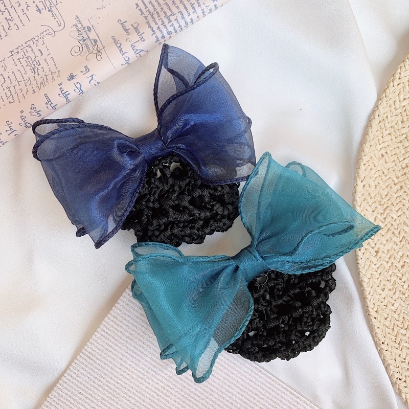 Búi tóc lưới công sở nơ voan ba lớp hàng thiết kế L2