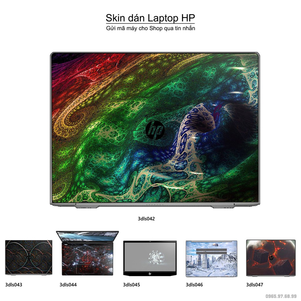 Skin dán Laptop HP in hình 3D họa tiết (inbox mã máy cho Shop)