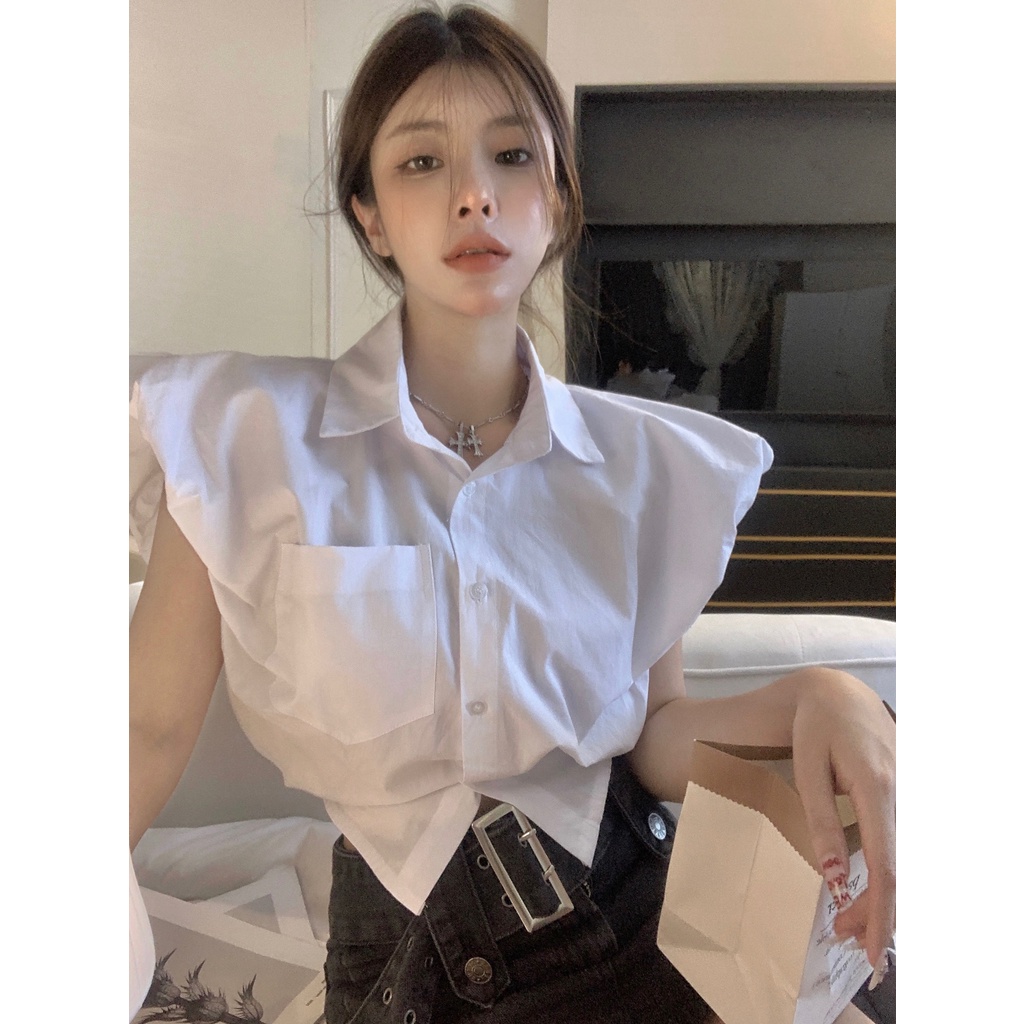 QKOOLE Áo sơ mi  dáng rộng thời trang Hàn Quốc dành cho nữ