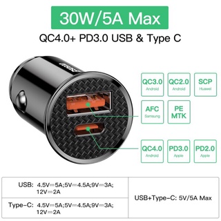Tẩu 30W Baseus QC 3.0 4.0 Cổng USB Type C.