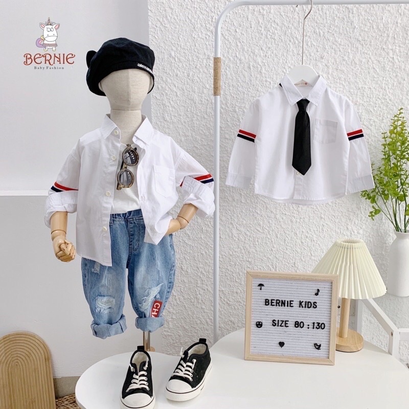 Áo sơ mi trắng dài tay cho bé trai