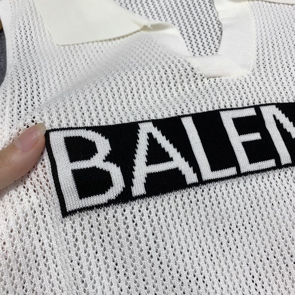 Áo lưới len Montoghi dệt kim BALEMAI cổ polo dáng vừa  hàng Quảng Châu cực xinh